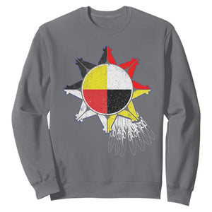 Oglala Lakota Native American Medicine Wheel Feathers Sweatshirt TS11 Charcoal Print Your Wear