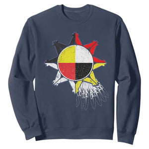 Oglala Lakota Native American Medicine Wheel Feathers Sweatshirt TS11 Navy Print Your Wear