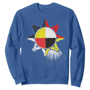 Oglala Lakota Native American Medicine Wheel Feathers Sweatshirt TS11 Royal Blue Print Your Wear