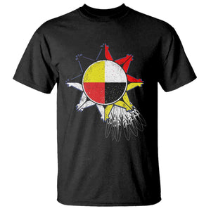 Oglala Lakota Native American Medicine Wheel Feathers T Shirt TS11 Black Print Your Wear