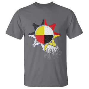 Oglala Lakota Native American Medicine Wheel Feathers T Shirt TS11 Charcoal Print Your Wear