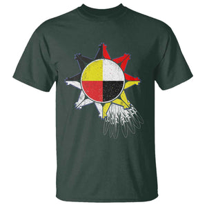 Oglala Lakota Native American Medicine Wheel Feathers T Shirt TS11 Dark Forest Green Print Your Wear