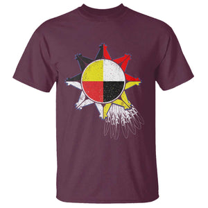 Oglala Lakota Native American Medicine Wheel Feathers T Shirt TS11 Maroon Print Your Wear