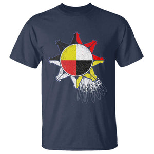 Oglala Lakota Native American Medicine Wheel Feathers T Shirt TS11 Navy Print Your Wear