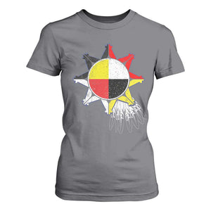Oglala Lakota Native American Medicine Wheel Feathers T Shirt For Women TS11 Charcoal Print Your Wear