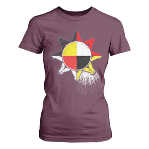 Oglala Lakota Native American Medicine Wheel Feathers T Shirt For Women TS11 Maroon Print Your Wear