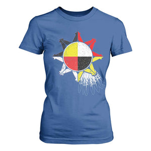 Oglala Lakota Native American Medicine Wheel Feathers T Shirt For Women TS11 Royal Blue Print Your Wear