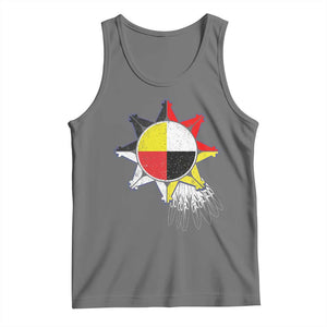 Oglala Lakota Native American Medicine Wheel Feathers Tank Top TS11 Black Heather Print Your Wear