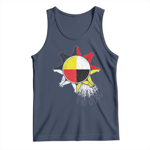 Oglala Lakota Native American Medicine Wheel Feathers Tank Top TS11 Navy Print Your Wear