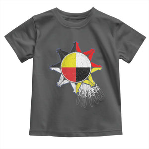 Oglala Lakota Native American Medicine Wheel Feathers Toddler T Shirt TS11 Dark Heather Print Your Wear