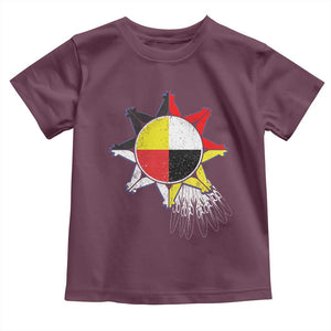 Oglala Lakota Native American Medicine Wheel Feathers Toddler T Shirt TS11 Maroon Print Your Wear
