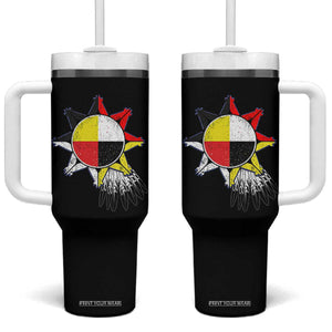 Oglala Lakota Native American Medicine Wheel Feathers Tumbler With Handle TS11 One Size: 40 oz Black Print Your Wear
