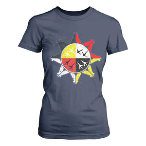 Oglala Lakota Nation Medicine Wheel Native American T Shirt For Women TS11 Navy Print Your Wear