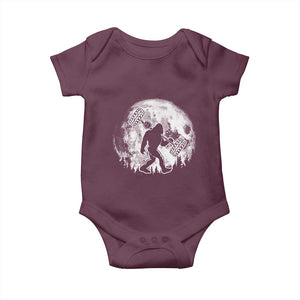 Funny Bigfoot Offroad Car Night Stroll Adventure Baby Onesie TS11 Maroon Print Your Wear