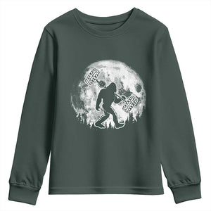 Funny Bigfoot Offroad Car Night Stroll Adventure Youth Sweatshirt TS11 Dark Forest Green Print Your Wear
