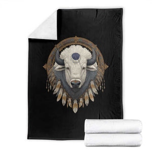 Native American White Buffalo And Eagle Feathers Throw Blanket TS11 Black Print Your Wear