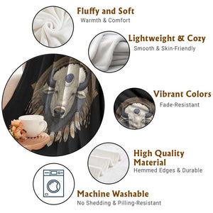 Native American White Buffalo And Eagle Feathers Throw Blanket TS11 Print Your Wear