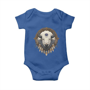 Native American White Buffalo And Eagle Feathers Baby Onesie TS11 Royal Blue Print Your Wear