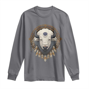 Native American White Buffalo And Eagle Feathers Long Sleeve Shirt TS11 Charcoal Print Your Wear