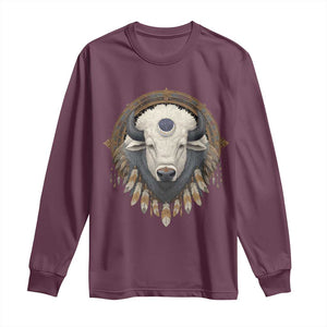 Native American White Buffalo And Eagle Feathers Long Sleeve Shirt TS11 Maroon Print Your Wear
