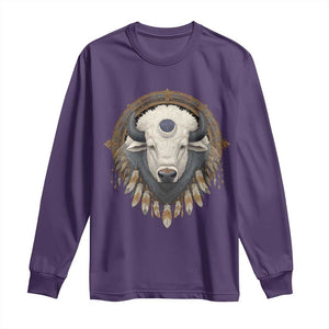 Native American White Buffalo And Eagle Feathers Long Sleeve Shirt TS11 Purple Print Your Wear