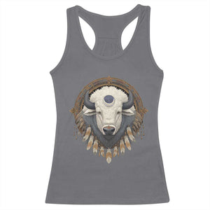 Native American White Buffalo And Eagle Feathers Racerback Tank Top TS11 Charcoal Print Your Wear