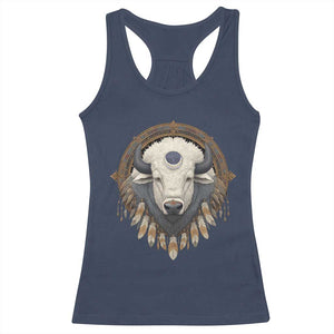Native American White Buffalo And Eagle Feathers Racerback Tank Top TS11 Navy Print Your Wear