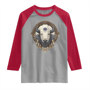 Native American White Buffalo And Eagle Feathers Raglan Shirt TS11 Sport Gray Red Print Your Wear
