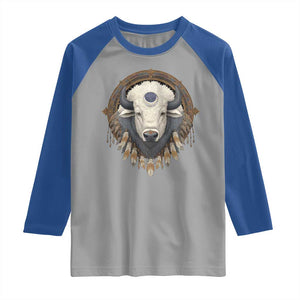 Native American White Buffalo And Eagle Feathers Raglan Shirt TS11 Sport Gray Royal Print Your Wear