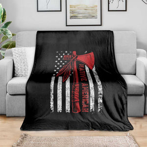 Native American Tomahawk Vintage USA Flag Tribal Tradition Throw Blanket TS11 Print Your Wear