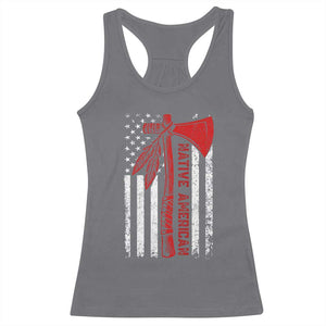 Native American Tomahawk Vintage USA Flag Tribal Tradition Racerback Tank Top TS11 Charcoal Print Your Wear