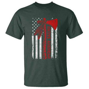Native American Tomahawk Vintage USA Flag Tribal Tradition T Shirt TS11 Dark Forest Green Print Your Wear