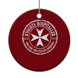 Knights Hospitaller Ceramic Ornament Pro Fide Pro Utilitate Hominum est 1113 Maltese Catholic Christian
