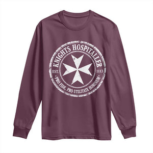 Knights Hospitaller Long Sleeve Shirt Pro Fide Pro Utilitate Hominum est 1113 Maltese Catholic Christian
