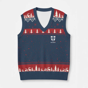Teutonic Order Flag Cross Gott Mit Uns V-Neck Knit Sweater Vest Knight Insignia Arms Shield TS11 Navy Red Print Your Wear