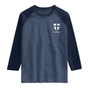 Teutonic Order Flag Cross Gott Mit Uns Raglan Shirt Knight Insignia Arms Shield TS11 Heather Denim Navy Print Your Wear