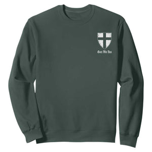Teutonic Order Flag Cross Gott Mit Uns Sweatshirt Knight Insignia Arms Shield TS11 Dark Forest Green Print Your Wear