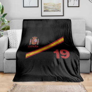 Espana Spain Football Throw Blanket Spanish Flag Stripes Number 19 Athletic Soccer National Pride