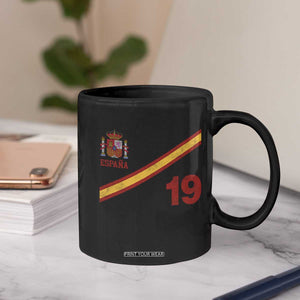 Espana Spain Football Coffee Mug Spanish Flag Stripes Number 19 Athletic Soccer National Pride