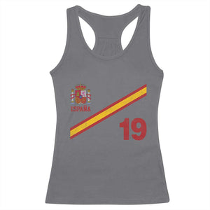 Espana Spain Football Racerback Tank Top Spanish Flag Stripes Number 19 Athletic Soccer National Pride