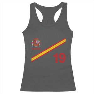 Espana Spain Football Racerback Tank Top Spanish Flag Stripes Number 19 Athletic Soccer National Pride