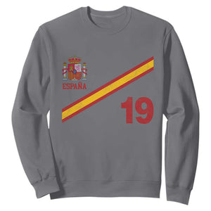 Espana Spain Football Sweatshirt Spanish Flag Stripes Number 19 Athletic Soccer National Pride