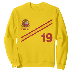 Espana Spain Football Sweatshirt Spanish Flag Stripes Number 19 Athletic Soccer National Pride