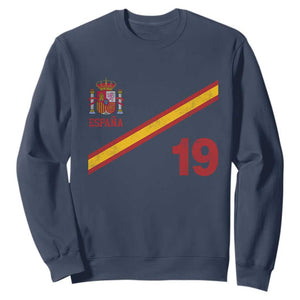 Espana Spain Football Sweatshirt Spanish Flag Stripes Number 19 Athletic Soccer National Pride
