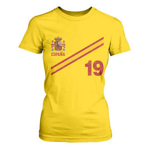 Espana Spain Football T Shirt For Women Spanish Flag Stripes Number 19 Athletic Soccer National Pride