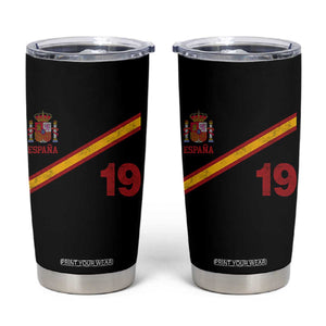 Espana Spain Football Tumbler Cup Spanish Flag Stripes Number 19 Athletic Soccer National Pride