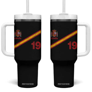 Espana Spain Football Tumbler With Handle Spanish Flag Stripes Number 19 Athletic Soccer National Pride