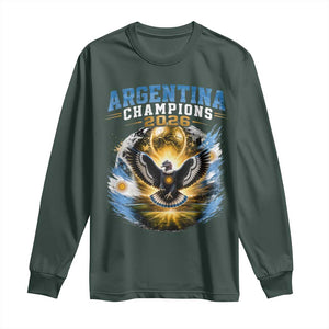 Argentina Champions 2026 Long Sleeve Shirt Proud Argentinian Football Fan TS11 Dark Forest Green Print Your Wear