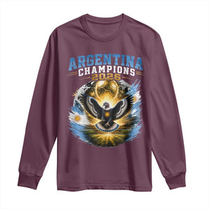 Argentina Champions 2026 Long Sleeve Shirt Proud Argentinian Football Fan TS11 Maroon Print Your Wear