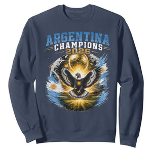 Argentina Champions 2026 Sweatshirt Proud Argentinian Football Fan TS11 Navy Print Your Wear